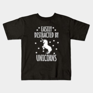 Easily Distracted By Unicorns Kids T-Shirt